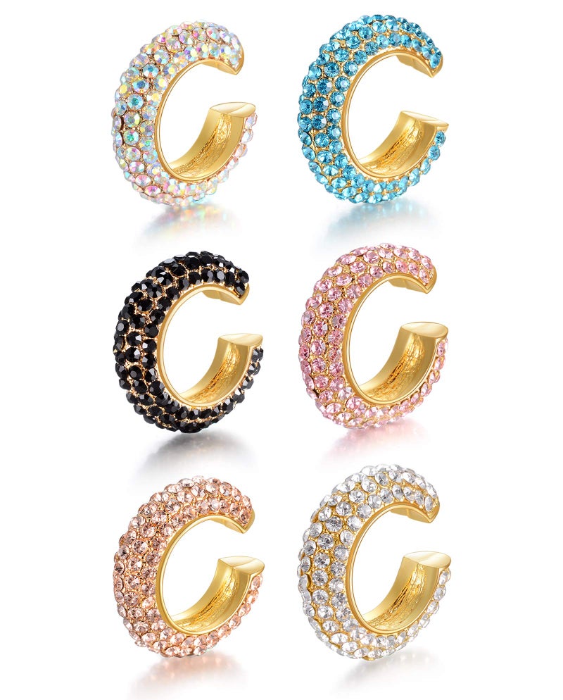 Tornito 6 Pcs Non Pierced CZ Huggie Ear Cuffs Earring for No Piercing Ears Clip Cartilage Earrings for Women - Image 1